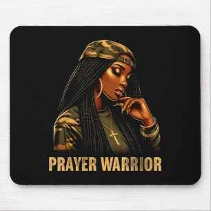 Mousepad Guerreira da Oração Mulher Negra Camo Fé Cristã Em