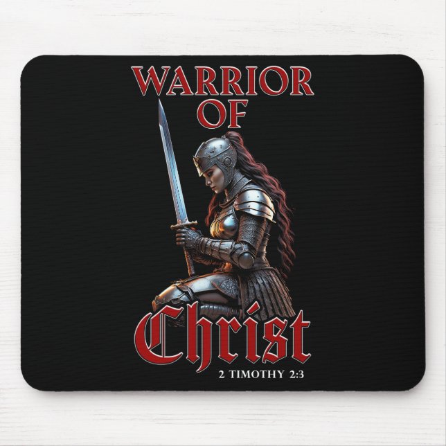 Mousepad Guerreira de Cristo 2 Timóteo 2:3 Cristã  (Frente)