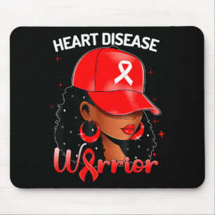 Mousepad Guerreira do Coração Vermelho Preto Mulher Conscie