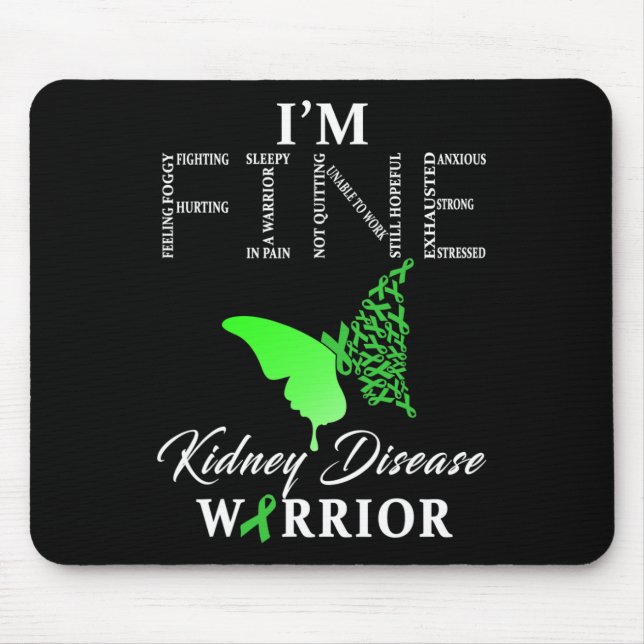Mousepad Guerreiro da Doença dos Rins Estou bem 1 (Frente)