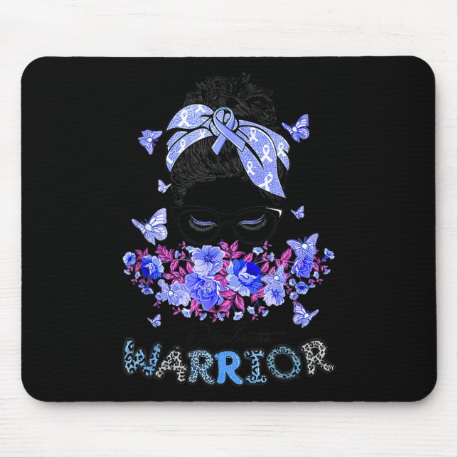 Mousepad Guerreiro Diabetes T1d Mensagem Bun Hair Diabetes (Frente)