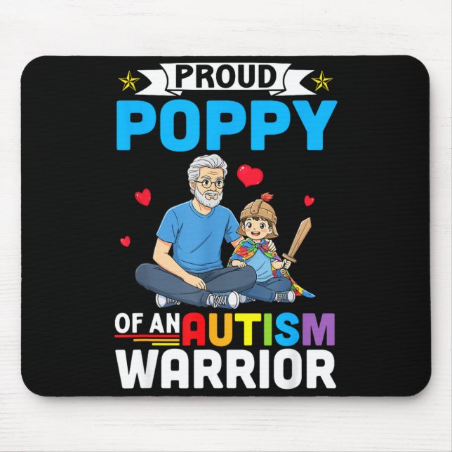 Mousepad Guerreiro Orgulhoso da Conscientização sobre Autis (Frente)
