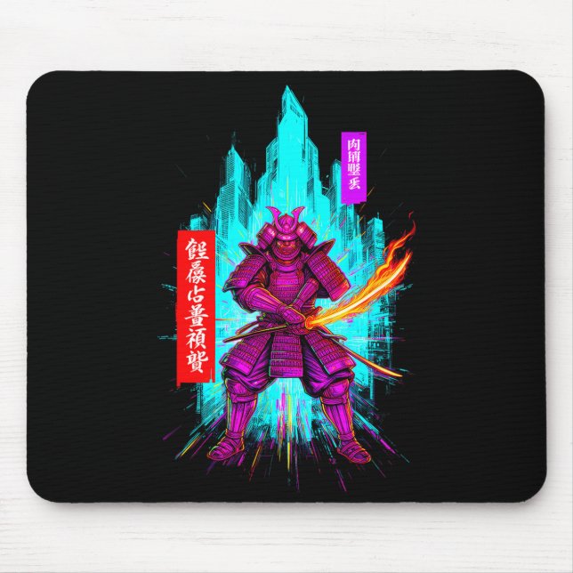 Mousepad guerreiro samurai ciberpunk engraçado dizendo sarc (Frente)