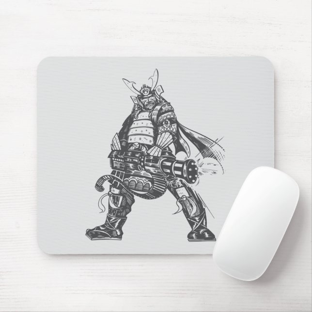 Mousepad Guerreiro Samurai Com Arma De Fogo Rápido (Com mouse)