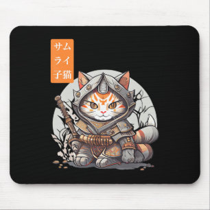 Mousepad Guerreiro Samurai Japonês Kawaii Cat Anime Lover