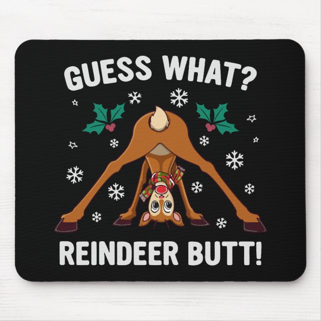 Mousepad Guess What Reindeer Butt Christmas Joke (Frente)