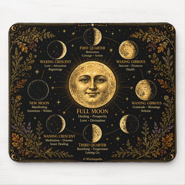 Mousepad Guia de Feitiçaria da Fase Lunar  (Frente)