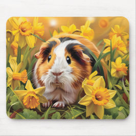 Mousepad Guiné Pig Entre Os Daffodils
