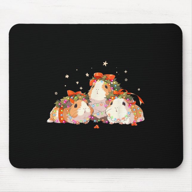 Mousepad Guinea Pigs Tangled Up In Christmas Lights Guinea  (Frente)