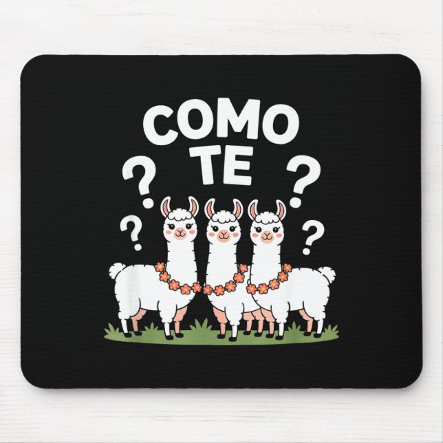 Mousepad Guirlanda de flores de lhama engraçada como te pon (Frente)