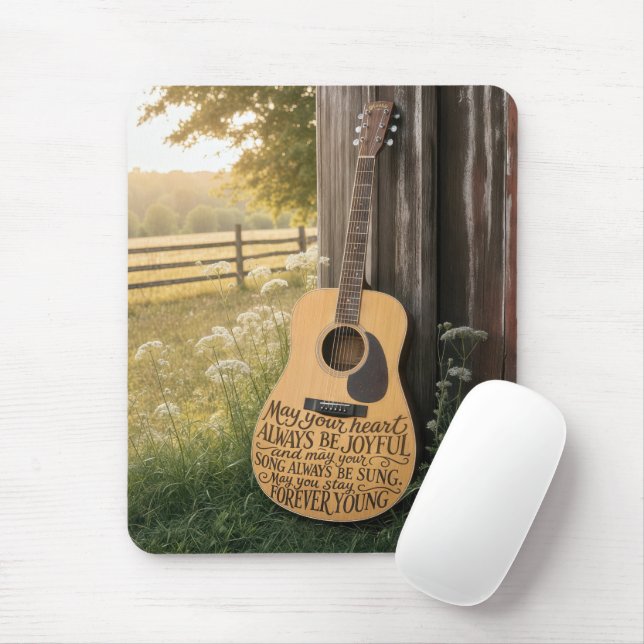 Mousepad Guitar Encostado em um Celeiro com Citação (Com mouse)