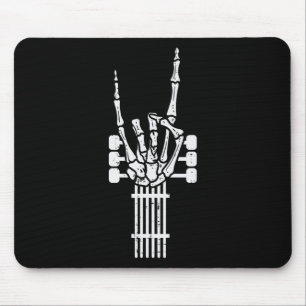Mousepad Guitar Skeleton Rock N Roll Rocker Sinal Punk Hall