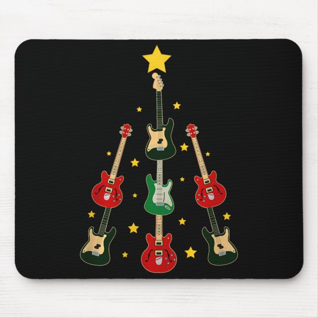 Mousepad Guitar Xmas Tree Musical Guitar Lovers Guitarist C (Frente)