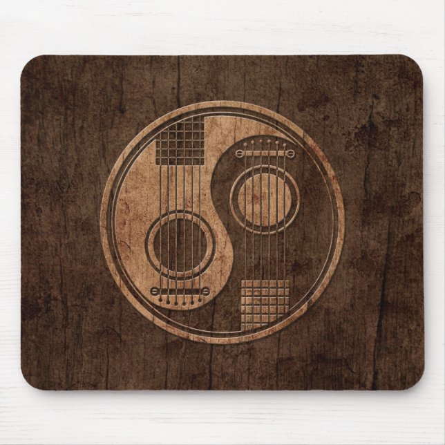 Mousepad Guitarra acústicas Yin Yang com efeito de madeira (Frente)