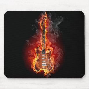 Mousepad Guitarra flamejante da rocha