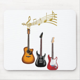 Mousepad guitarras eletricas con partituras musicales