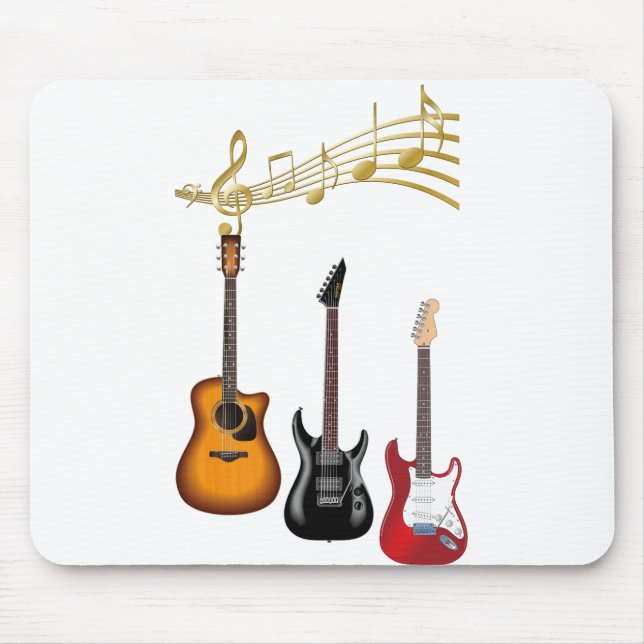 Mousepad guitarras eletricas con partituras musicales (Frente)