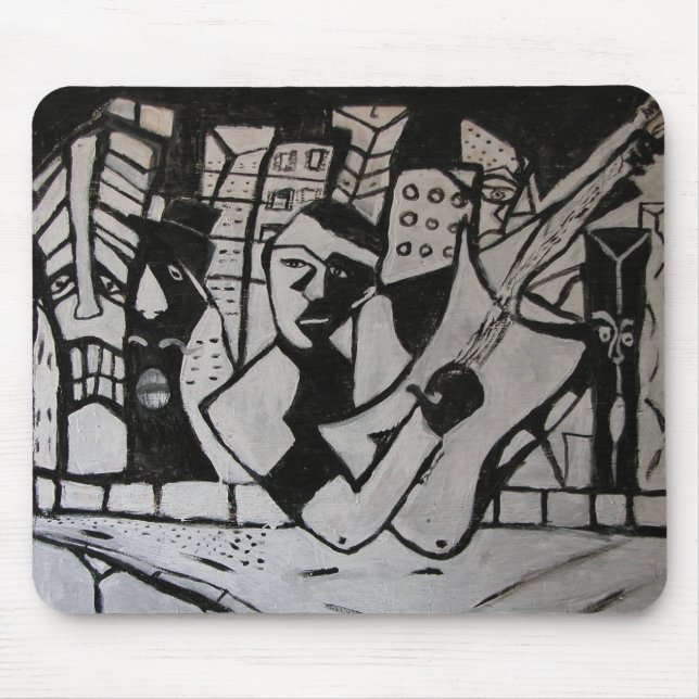 MOUSEPAD GUITARRISTA ABSTRATO PRETO BRANCO (Frente)