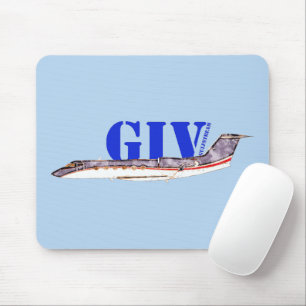 Mousepad Gulfstream GIV Jato Privado com Tipografia Negra