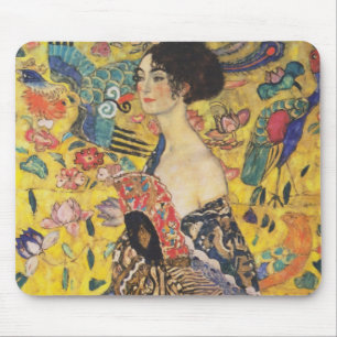 Mousepad Gustav Klimt Lady Com Pintura Fan Art Nouveau