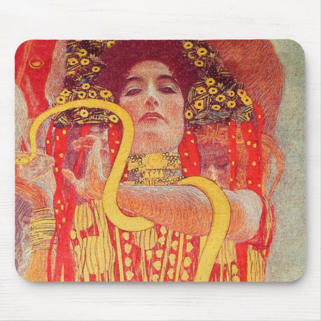 Mousepad Gustav Klimt Red Woman Dourada pintura Cobra (Frente)