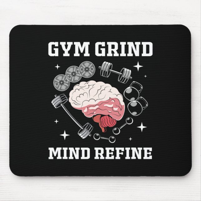 Mousepad Gym Grind Mind Refined Bodybuilding Funny Gym Rat  (Frente)