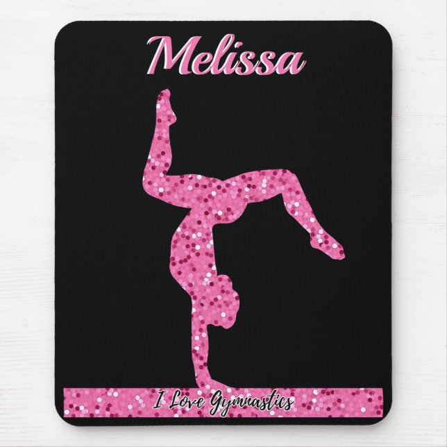 Mousepad Gymnastics Girl Sparkle Beam Rosa (Frente)