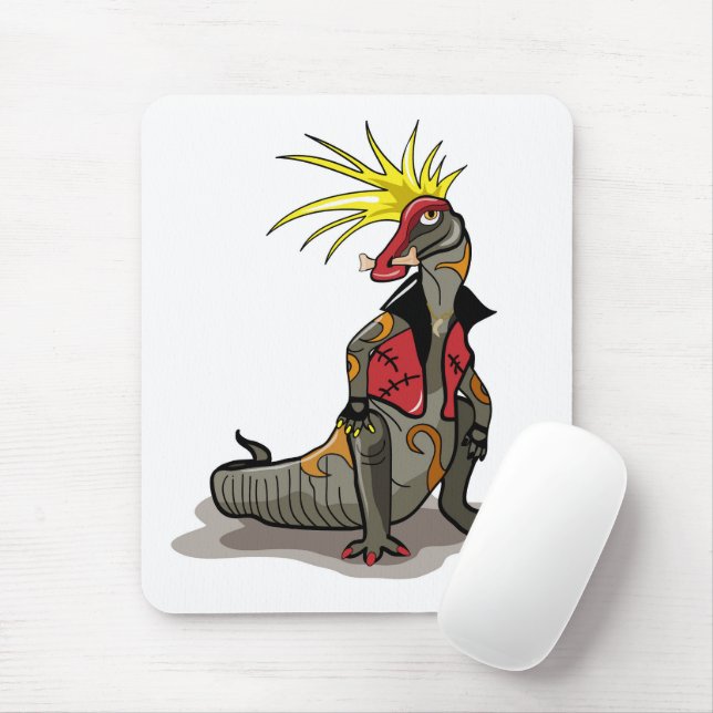 Mousepad Hadrosaurus Dinossaur Vestido Como Um Punk. (Com mouse)