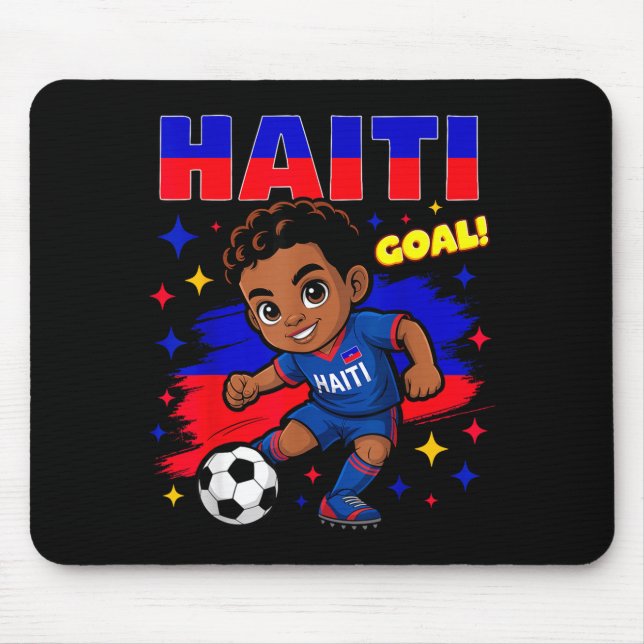 Mousepad Haiti Soccer Kid Haitian Flag Soccer Player Footba (Frente)