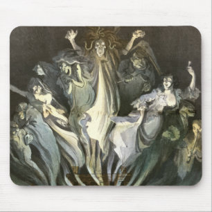 Mousepad Halloween Antigo, Violinista Esqueleto e Fantasmas