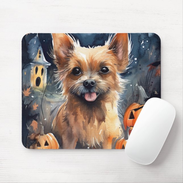 Mousepad Halloween Australiano Terrier With Pumpkins Scary (Com mouse)