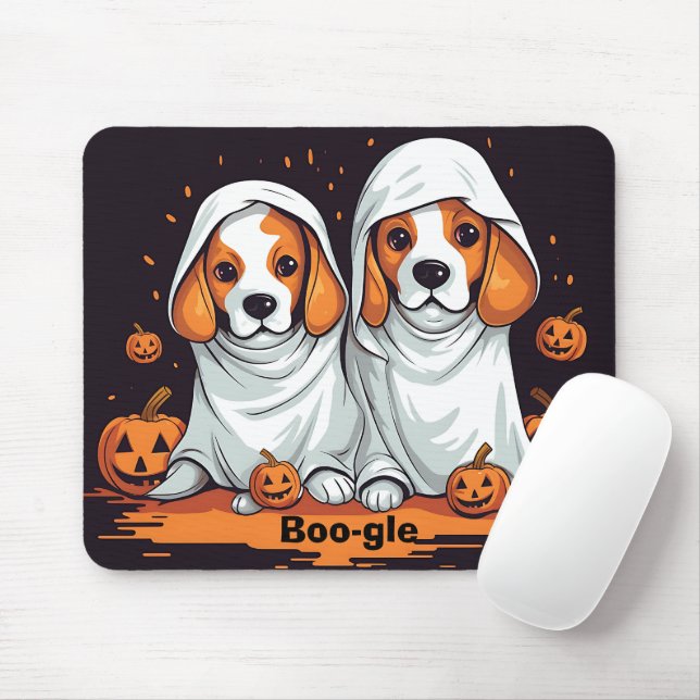 Mousepad Halloween Beagles em fantasias fantasmas engraçada (Com mouse)