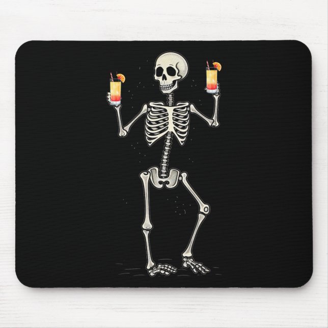 Mousepad Halloween Bebendo de esqueleto Tequila Sunrise (Frente)