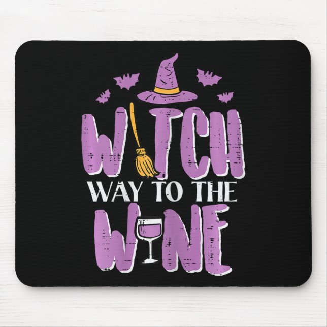 Mousepad Halloween Bruxa Caminho Para Festa Engraçada De Fe (Frente)