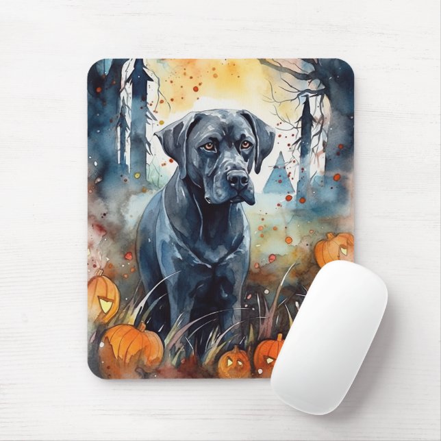 Mousepad Halloween Cane Corso Com Pumpkins Assustado (Com mouse)