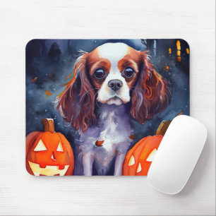 Mousepad Halloween Cavalier King Charles Spaniel Pumpkins