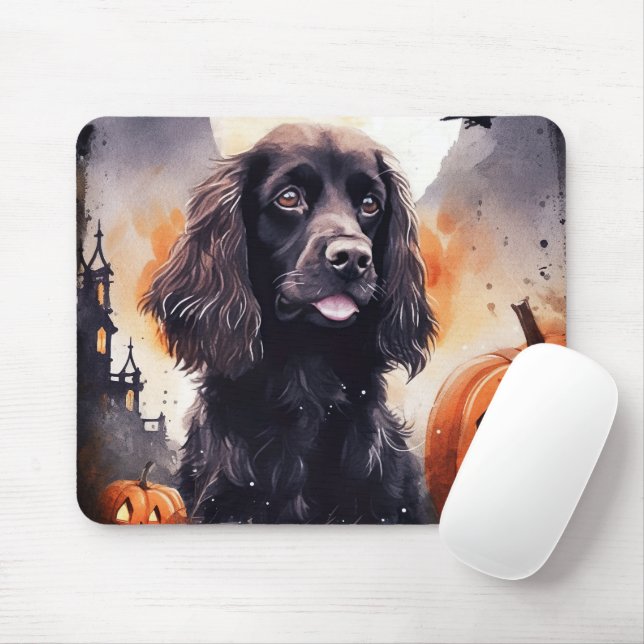 Mousepad Halloween Cocker Spaniel Com Pumpkins (Com mouse)