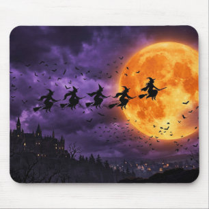 Mousepad Halloween com Lua e Bruxa