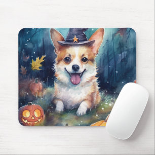 Mousepad Halloween Corgi Com Pumpkins Assustado