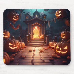 Mousepad Halloween de abóbora brilhante