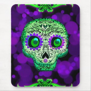 Mousepad Halloween do Crânio de Açúcar Verde e Puro