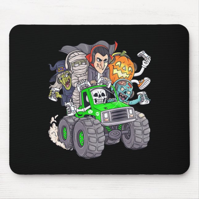 Mousepad Halloween Gamer Skeleton Zombie Monster Truck Boys (Frente)