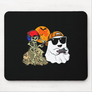 Mousepad Halloween Ghost Boys Crianças jogando esqueleto as