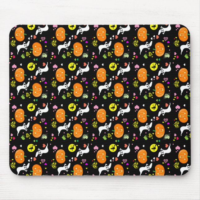 Mousepad Halloween Ghost e Pumpkins (Frente)
