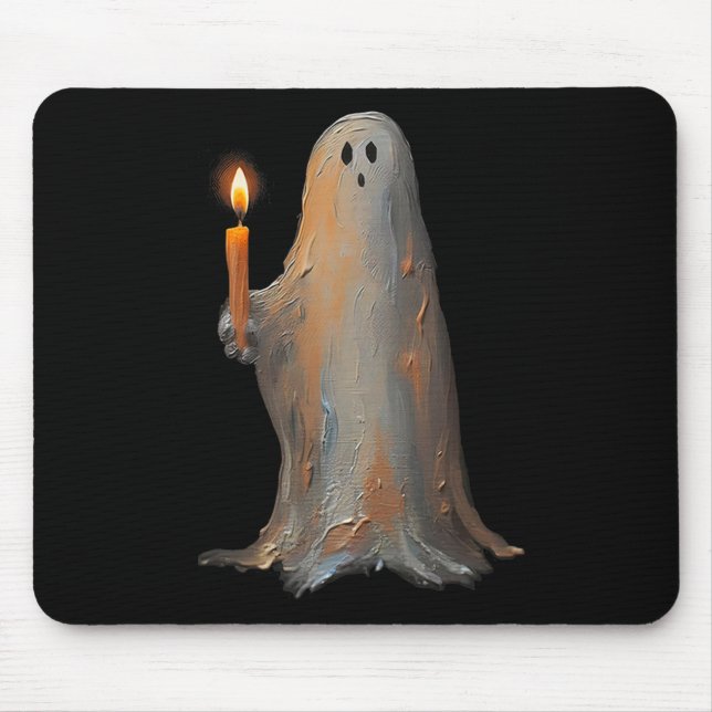 Mousepad Halloween Ghost Segurando Vela Spooky (Frente)