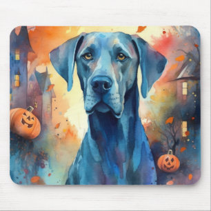 Mousepad Halloween Great Dane Com Abóboras Assustador
