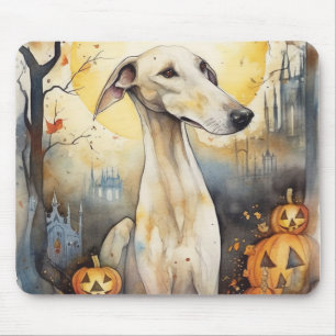 Mousepad Halloween Greyhound Com Pumpkins Assustado