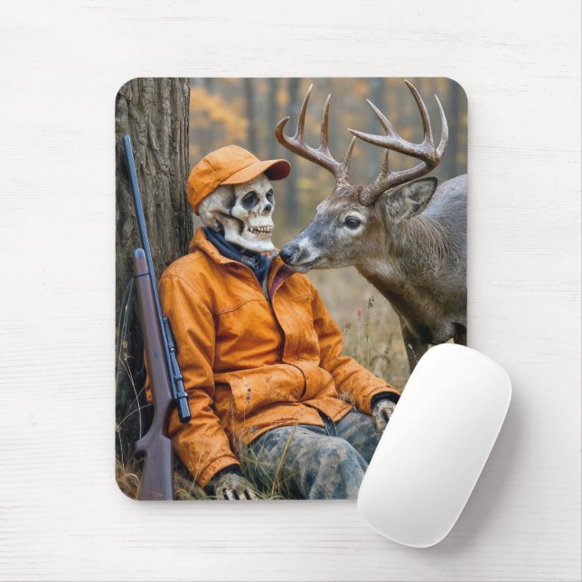 Mousepad Halloween Hunter Skeleton With a Buck (Com mouse)