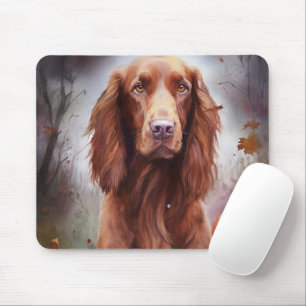 Mousepad Halloween Irish Red Setter Com Abóboras Assustador