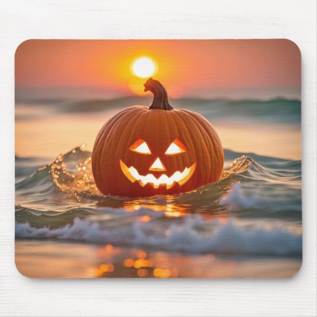 Mousepad Halloween Jack-O-Lanterna No Oceano (Frente)